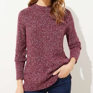 Berry Marled Mock Neck LOFT Sweater